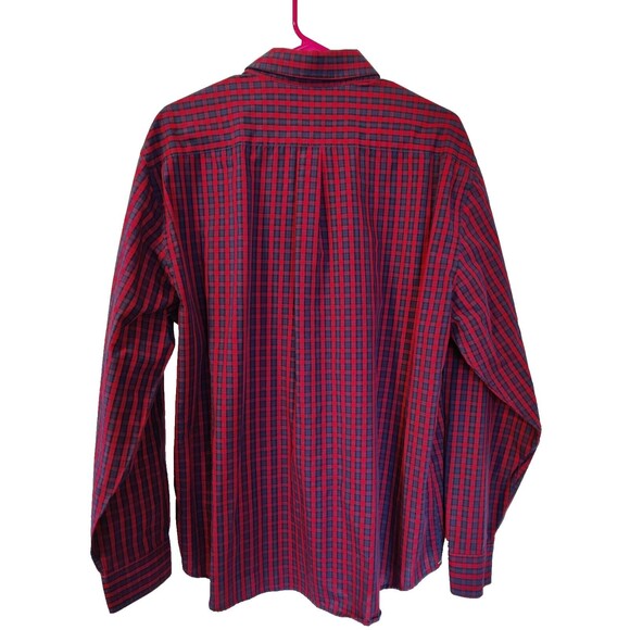Dockers Long Sleeve Red-Blue Plaid Button Down Shirt Size XL - Picture 2 of 8